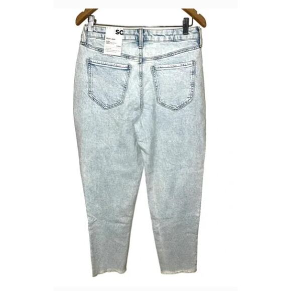 So Jeans Juniors 7 Loose Baggy Mom High Rise Cross-Over Waist Light Bleach Rips - Picture 3 of 6